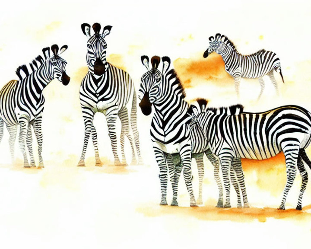 Illustrated Zebras with Varying Stripe Patterns on Light Background