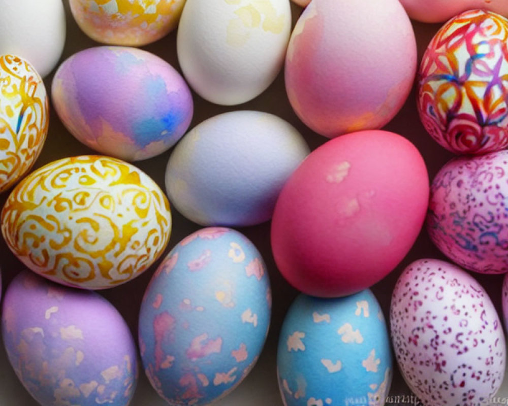 Vibrant Easter eggs with assorted patterns and decorations