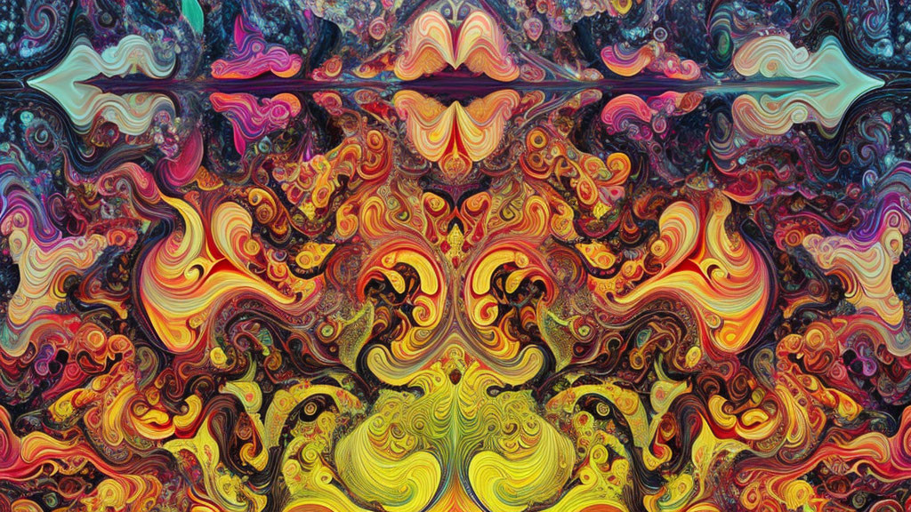 Colorful Psychedelic Abstract Art with Mirrored Composition