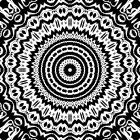 Intricate Black and White Fractal Pattern with Geometric Shapes