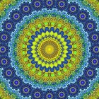 Intricate Blue and Yellow Floral Mandala Design