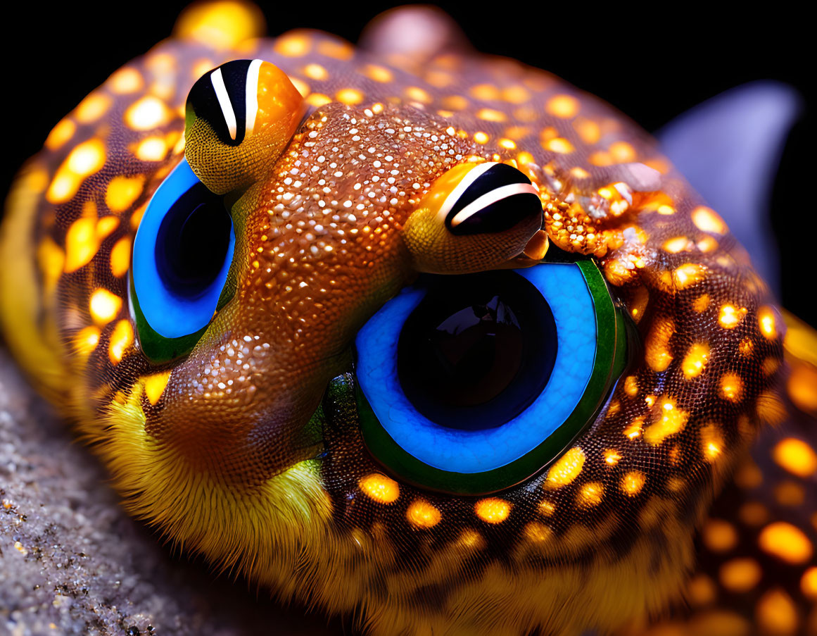 Vibrant Blue-Eyed Gecko with Orange Skin and Spots