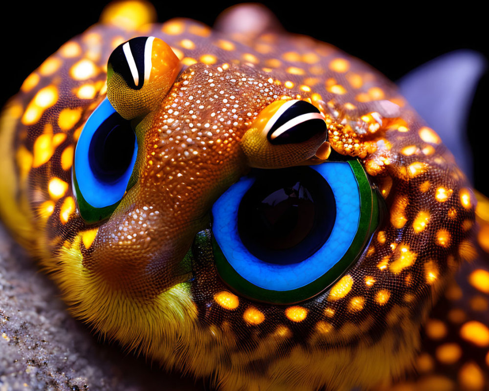 Vibrant Blue-Eyed Gecko with Orange Skin and Spots