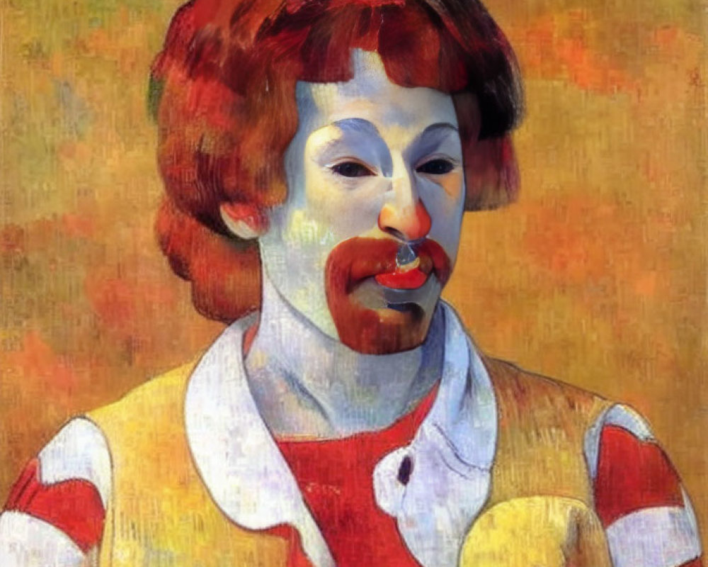 Impressionist Style Painting of Clown with Red Hair