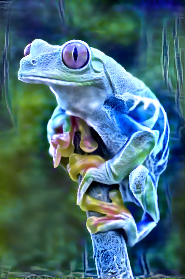 Perching Frog in Cool Blue