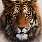 Detailed Tiger Face with Intense Eyes and Orange/Black Stripes