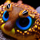 Vibrant Blue-Eyed Gecko with Orange Skin and Spots