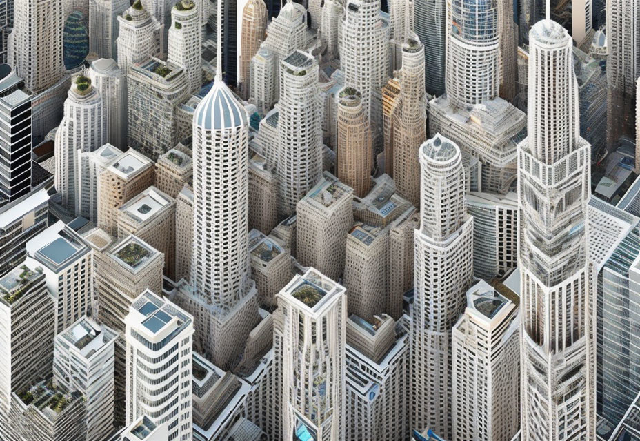 Cluster of Varied Skyscrapers in Bustling Cityscape