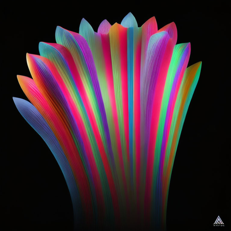 Abstract Fan-Like Structure with Vibrant Iridescent Stripes