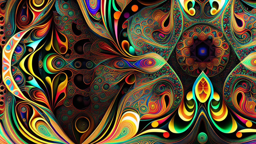 Colorful Digital Fractal Art with Swirls and Patterns