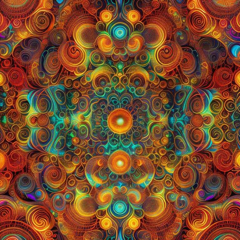 Colorful Psychedelic Digital Art with Intricate Patterns