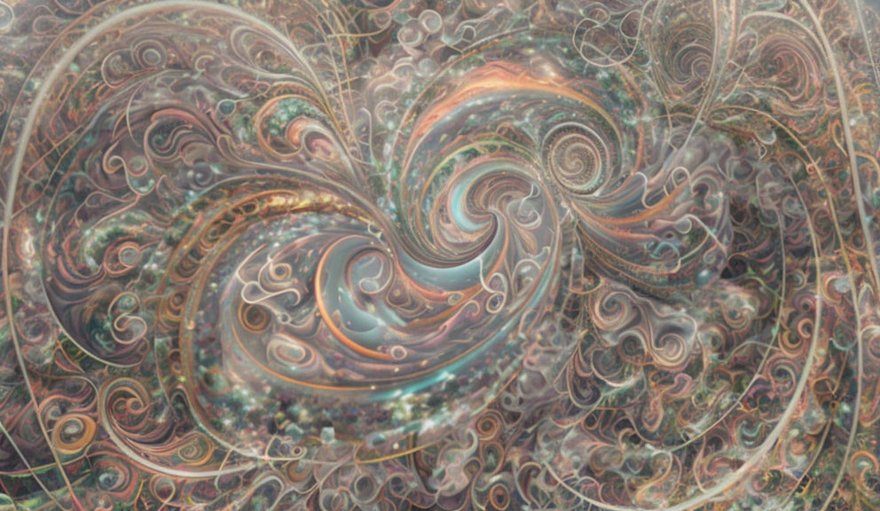 Intricate Earth-Toned Fractal Pattern with Swirling Shapes