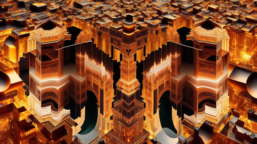 Intricate Middle-Eastern architecture with fractal patterns