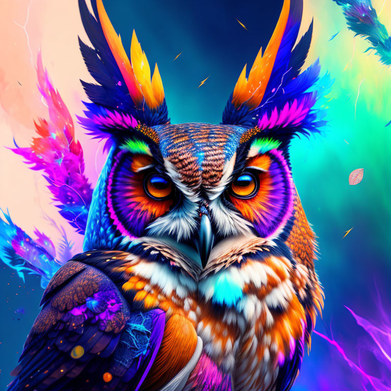 Colorful Owl Artwork in Vibrant Digital Style