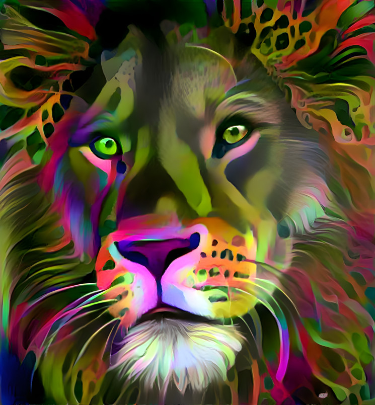 Lion of Neon Colors 