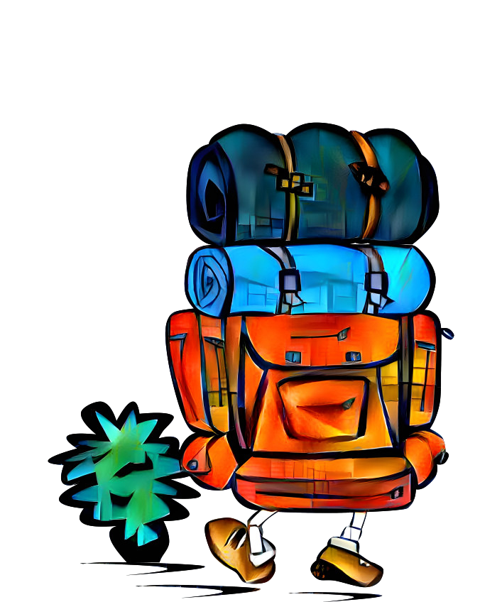 Backpacking Cartoon Illustration