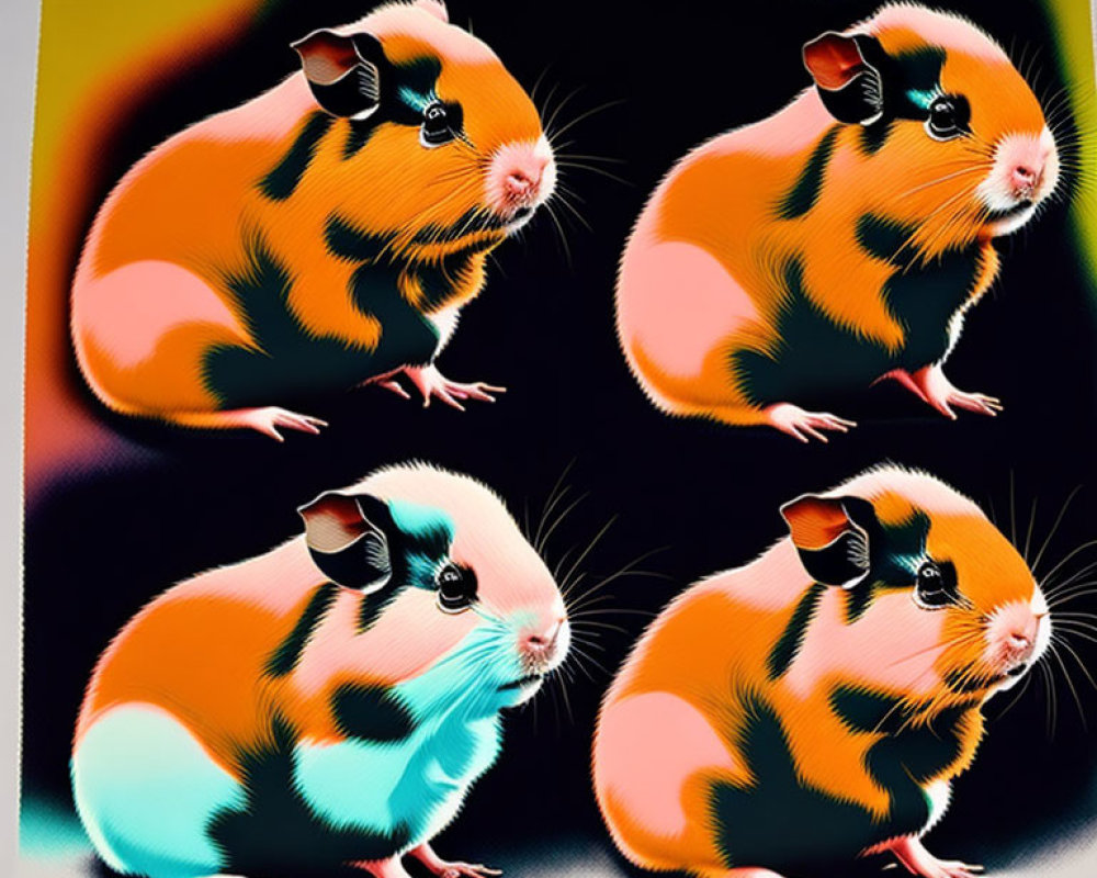 Colorful Stylized Guinea Pig Artwork on Gradient Background