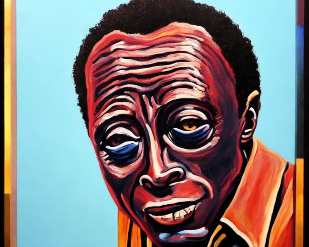 Colorful Expressionist-Style Painting of Person with Exaggerated Features