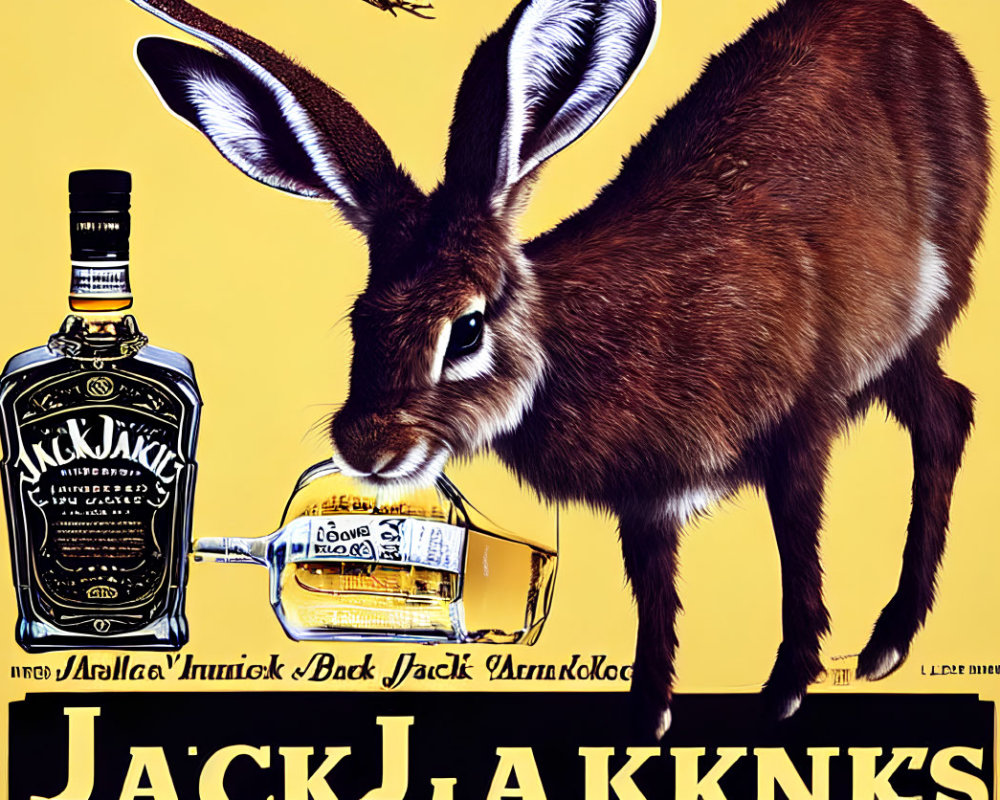 Graphic Advertisement: Rabbit Pouring Jack Daniel's Whiskey