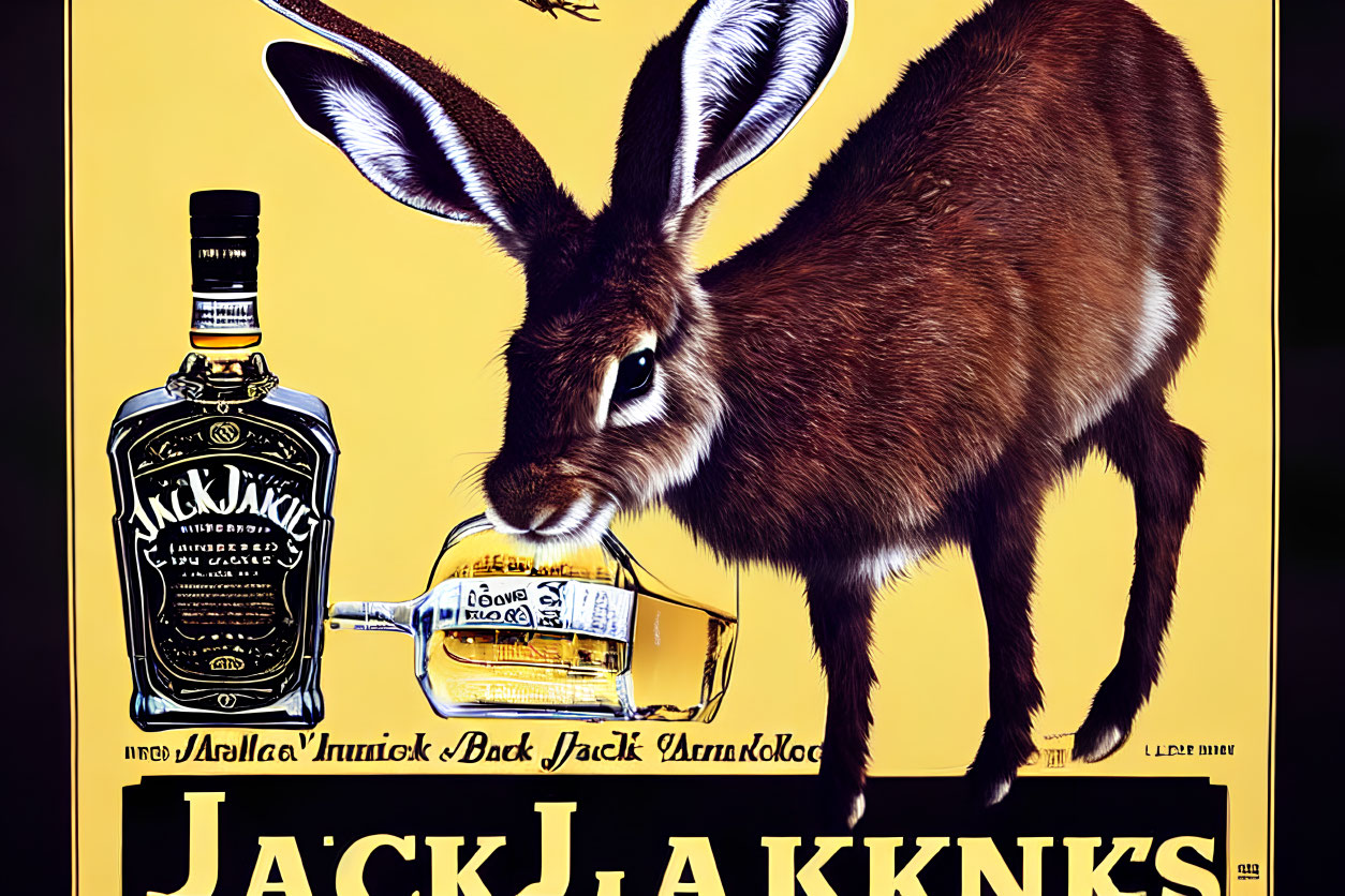 Graphic Advertisement: Rabbit Pouring Jack Daniel's Whiskey