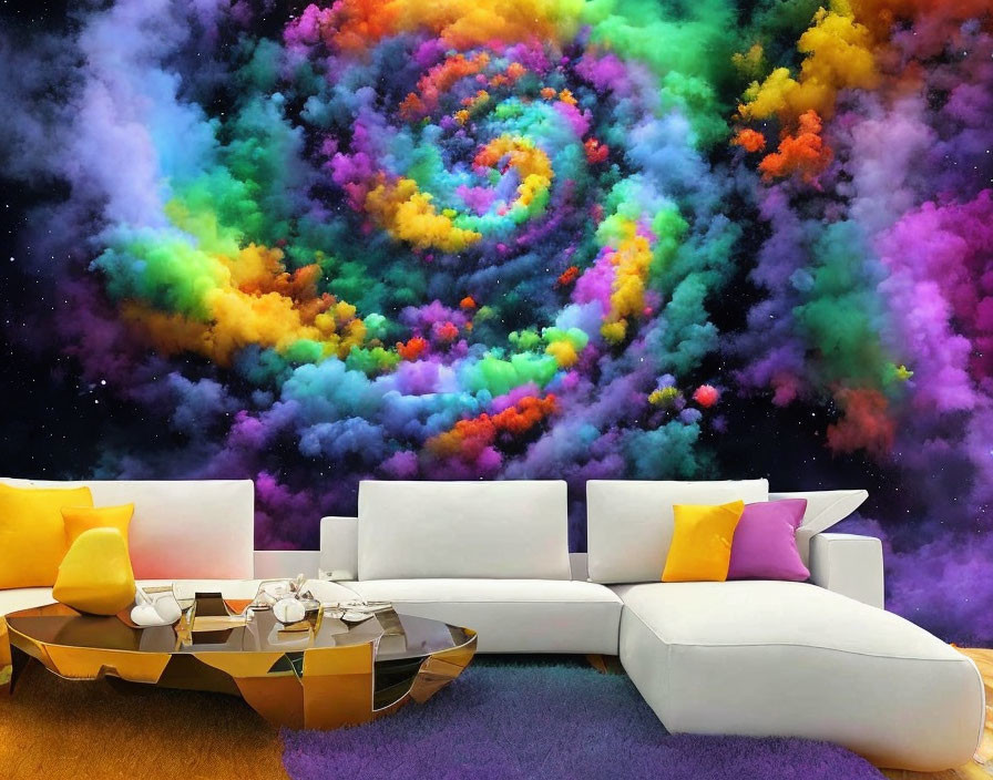 Colorful Nebula Wall Mural in Vibrant Room