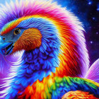 Colorful Eagle Digital Art Illustration with Intense Gaze