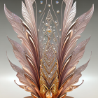 Ornate trophy with feather-like embellishments and metallic accents