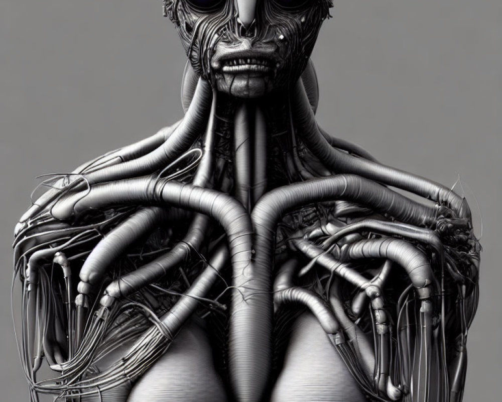 Detailed Mechanoid with Human-like Features and Metallic Skin