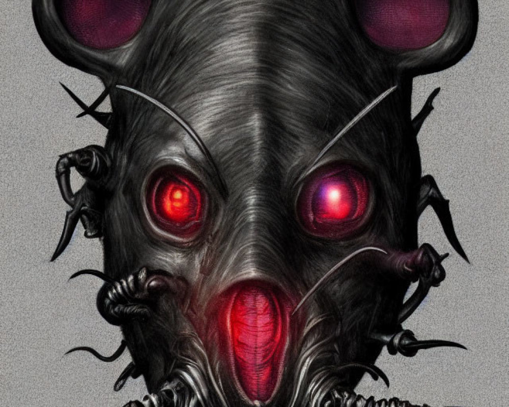 Menacing rat with black fur, red eyes, and multiple heads
