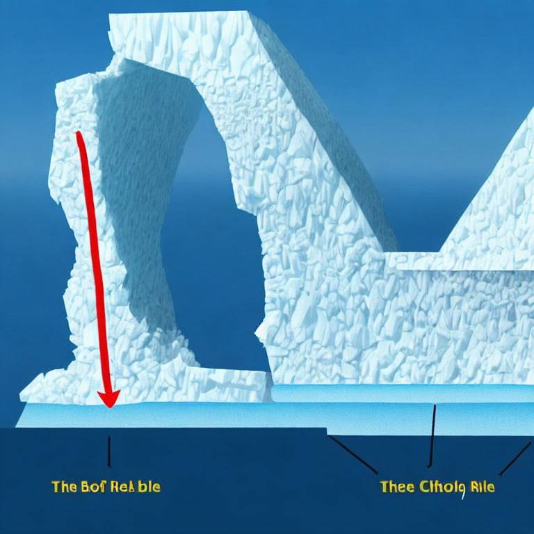 Glacier illustration with labeled parts and arrow.