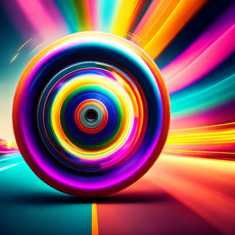 Colorful Spectrum Spinning Wheel with Dynamic Swirl Effect