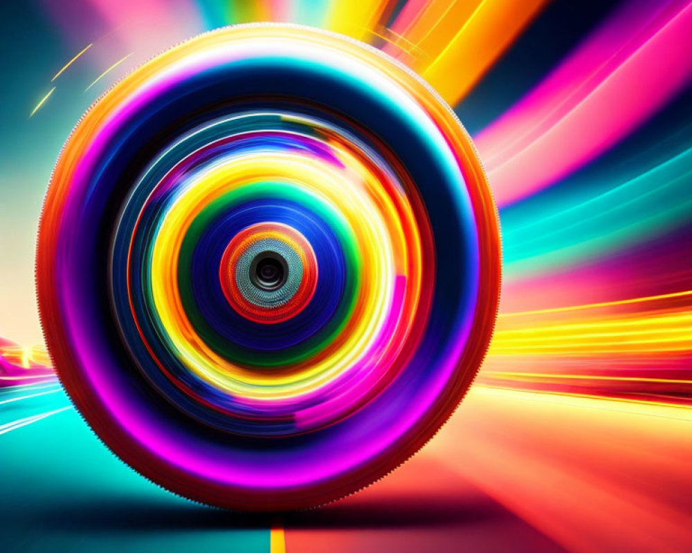 Colorful Spectrum Spinning Wheel with Dynamic Swirl Effect