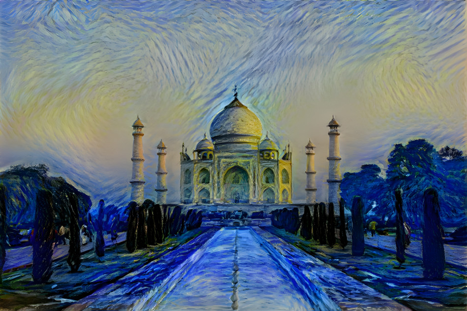 Taj Mahal in Starry Night Style