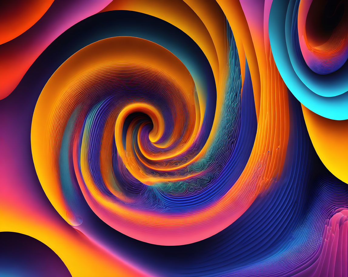 Colorful Abstract Art: Swirling Blue, Orange, and Purple Patterns