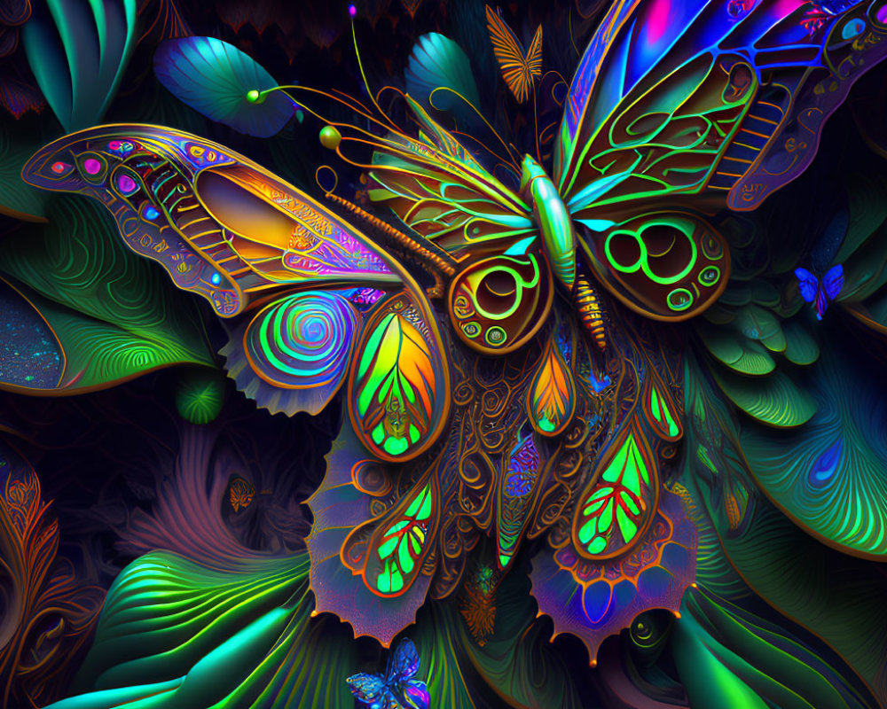 Colorful Butterfly Digital Art with Intricate Wing Patterns