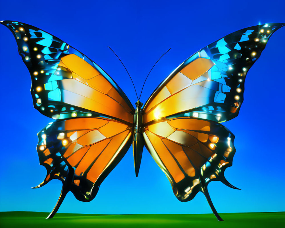 Colorful Butterfly Artwork with Glowing Patterns on Wings