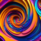 Colorful Abstract Art: Swirling Blue, Orange, and Purple Patterns