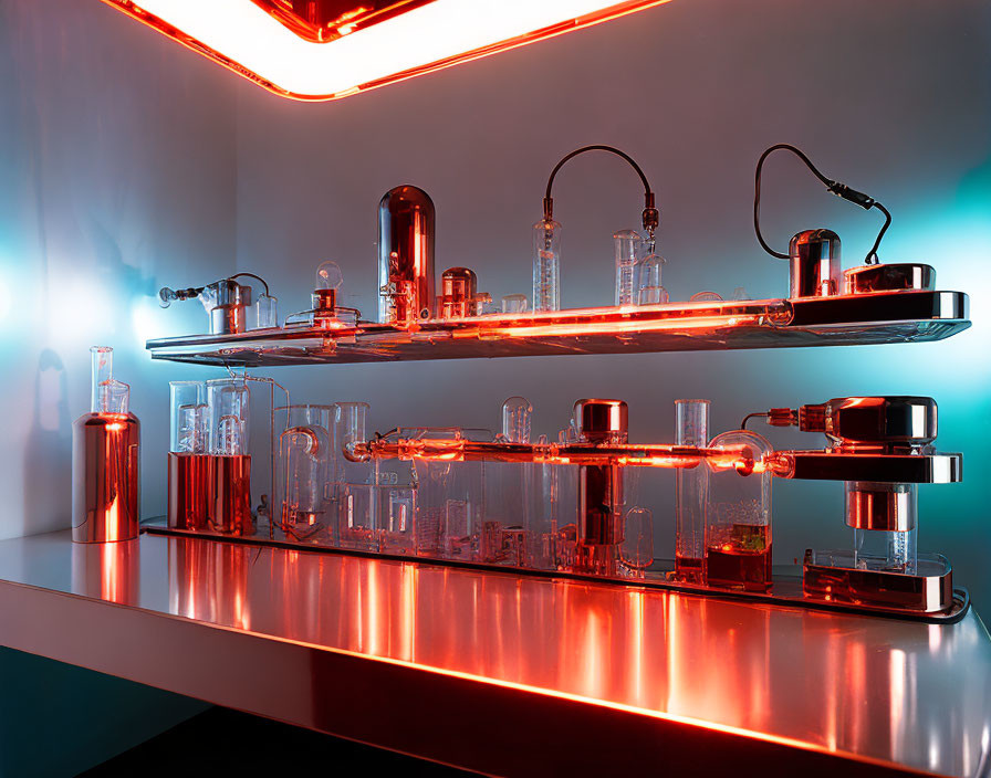 High-Tech Laboratory Setup with Neon Lighting