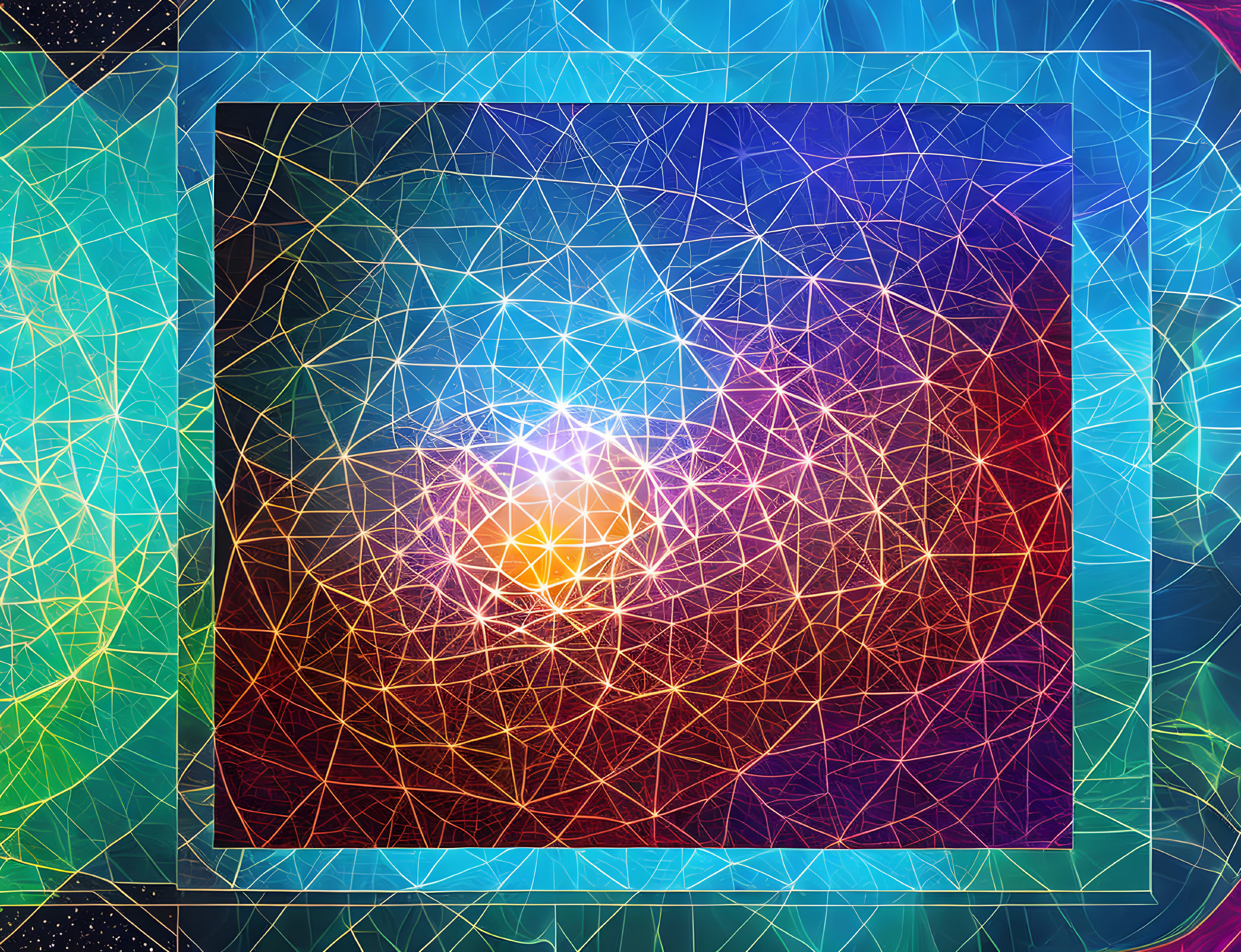 Colorful Abstract Geometric Background with Glowing Center