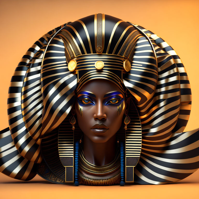 Stylized digital artwork of a woman with Egyptian royalty features