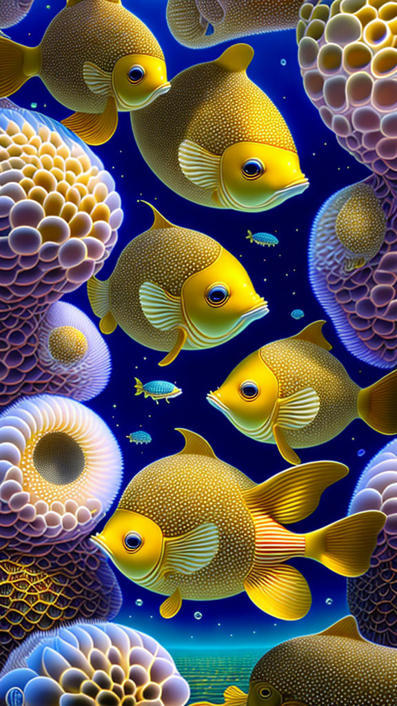 Vibrant tropical fish among intricate coral reefs underwater