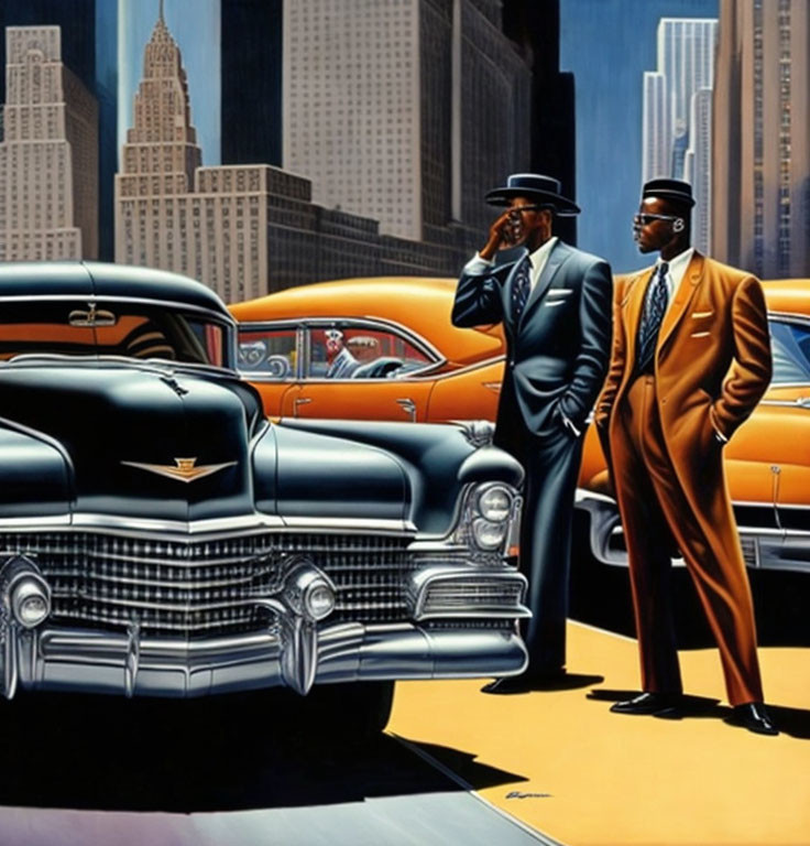 Stylish Men with Classic Cars in Urban Setting