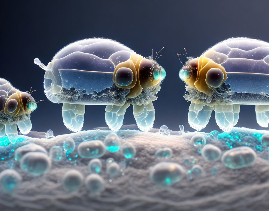 Detailed Microscopic Mites Anatomy on Textured Surface