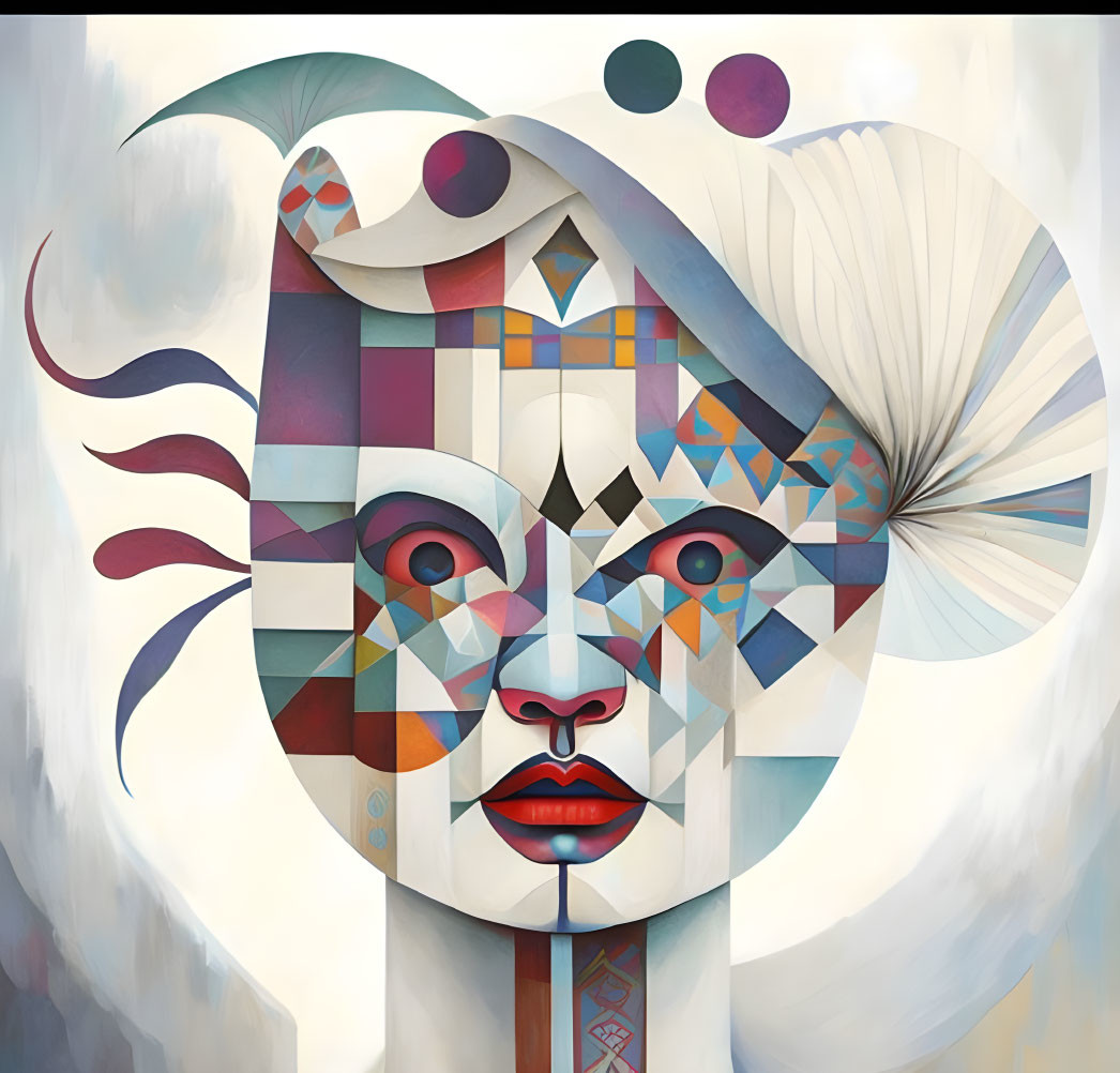 Colorful geometric patterns on abstract face art