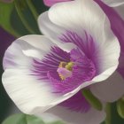 Vibrant white and purple flowers with delicate petals on soft-focus background