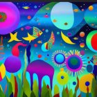 Colorful Underwater Scene with Stylized Fish and Sea Plants