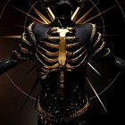 Digital Art: Skeletal Figure in Gold Armor on Dark Background