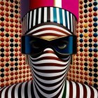 Vibrant Psychedelic Portrait with Stripes and Patterns