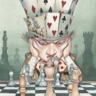 Regal humanoid White King illustration on chessboard