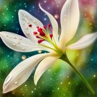 White Flower with Dew Droplets on Petals in Close-up Shot